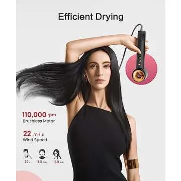 COSHARE Hair Dryer, Negative Ionic Blow Dryer with Essence Ring - Low Noise Thermo-Control Hairdryer for Fast Drying High Speed, Travel Hair Dryers for Women, Care Hair Dryer (Black)