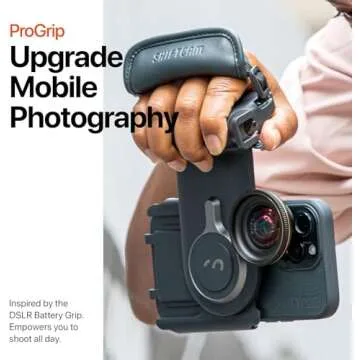 ShiftCam ProGrip Starter Kit - DSLR Style Mobile Battery Grip - Wireless Shutter Button - Built in Powerbank - Qi Wireless Charging - Freestanding Dock - Tripod Mount - Android and iPhone Camera Grip