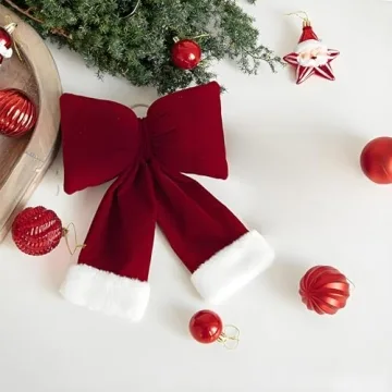 Luxury Velvet Burgundy Bows for Holiday Decoration