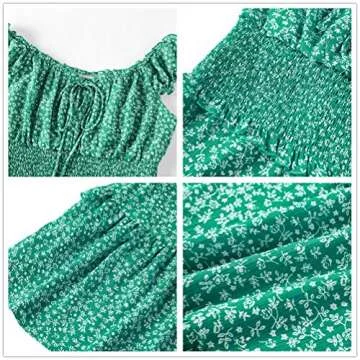 YOBECHO Womens Sweetheart Neckline High Waist Floral Print Beach Mini Dress