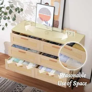 Stylish CCF Rattan 6 Drawer Dresser for Your Home
