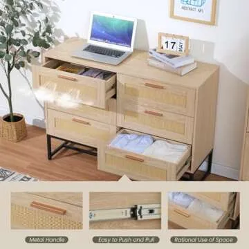 Stylish CCF Rattan 6 Drawer Dresser for Your Home