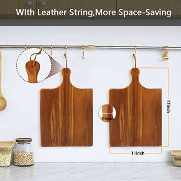 AIDEA Acacia Wood Cutting Board with Handle, Large Wooden Charcuterie Board for Bread, Cheese, Meat, and Fruits, Food Serving Tray for the Kitchen (17" x 11")