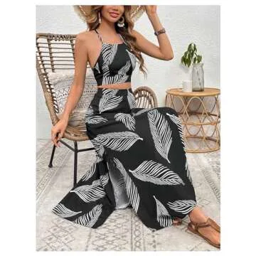 Stylish BEAUDRM Women's Tropical 2 Piece Outfits for Summer