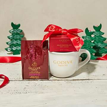 Godiva Hot Chocolate Mug Gift Set, Includes Branded White Ceramic Mug and Godiva Milk Chocolate Hot Cocoa Mix in Gift Packaging