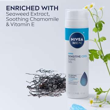 NIVEA MEN Sensitive Cooling Shave Gel with Chamomile and Seaweed Extracts, 3 Pack of 7 Oz Cans