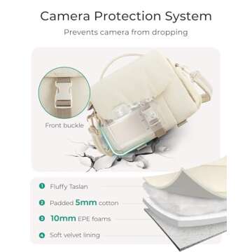 BAGSMART Small Camera Bag, DSLR Camera Case for Camera Lens & Accessories, Ultra-Light Compact Crossbody Camcorder Bags with Rain Cover/Tripod Straps, Camel