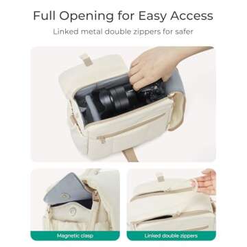 BAGSMART Small Camera Bag, DSLR Camera Case for Camera Lens & Accessories, Ultra-Light Compact Crossbody Camcorder Bags with Rain Cover/Tripod Straps, Camel