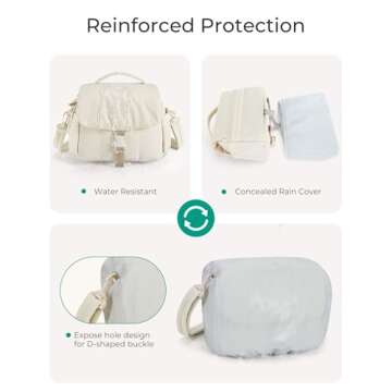 BAGSMART Small Camera Bag, DSLR Camera Case for Camera Lens & Accessories, Ultra-Light Compact Crossbody Camcorder Bags with Rain Cover/Tripod Straps, Camel