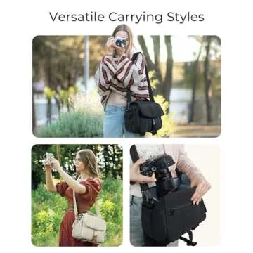 BAGSMART Small Camera Bag, DSLR Camera Case for Camera Lens & Accessories, Ultra-Light Compact Crossbody Camcorder Bags with Rain Cover/Tripod Straps, Camel