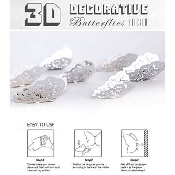 36PCS Silver Butterfly Wall Decals for Home Decor