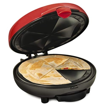 Nostalgia Taco Tuesday Deluxe 8-Inch 6-Wedge Electric Quesadilla Maker with Extra Stuffing Latch, Re...