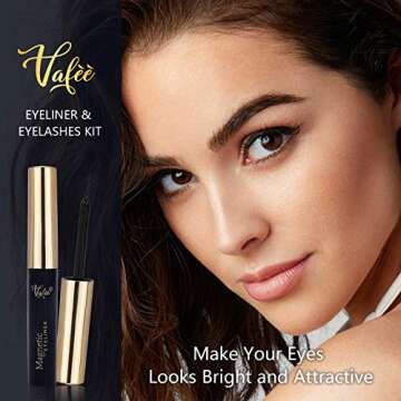 Magnetic Eyelashes Kit, Magnetic lashes, Magnetic Eyelashes with Eyeliner, No Glue Needed, with Tweezers (Black)