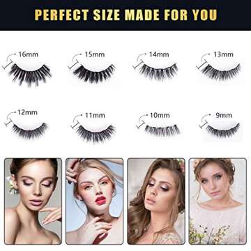 Magnetic Eyelashes Kit, Magnetic lashes, Magnetic Eyelashes with Eyeliner, No Glue Needed, with Tweezers (Black)