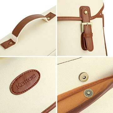 Kattee Unisex's Vintage PU Leather Canvas DSLR Camera Shoulder Bag for Canon Nikon, etc (Large, Apricot)