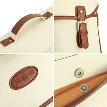 Kattee Unisex's Vintage PU Leather Canvas DSLR Camera Shoulder Bag for Canon Nikon, etc (Large, Apricot)