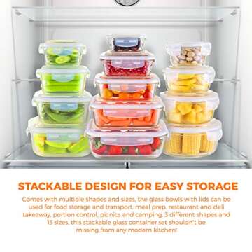 Chef's Star CHST13GLASS Glass Storage Containers, Clear