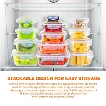 Chef's Star CHST13GLASS Glass Storage Containers, Clear