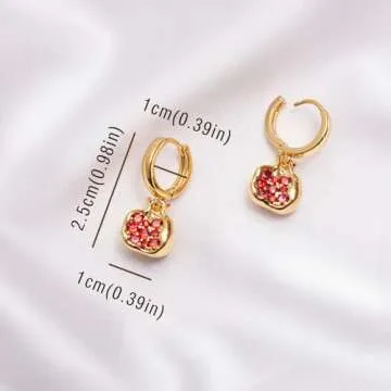 Elegant ZEBRAGO Red Pomegranate Pendant Hoop Earrings