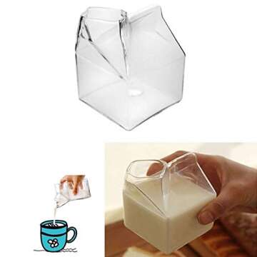 Glass Milk Carton, Clear Mini Creamer Container, Creamer Pitcher, Gift Choice(Pack of 4)