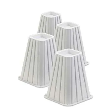Honey-Can-Do STO-01006 Stackable Bed Risers, 4-Pack, White 300 lbs