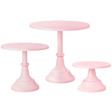 HBlife 3 Pcs Cake Stand, Pink Cake Stand Set Disc Diameter 8" 10" 12", Perfect Dessert Table Display...