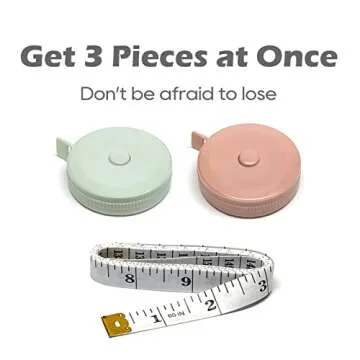 3 Pack Soft Sewing Tape Measure for Body Measuring - Premium Retractable Fabric and Cloth Tape Measure, Handy, Compact and Easy to Read - 60 Inchs Mini Measurement Tape, Waist Measuring Tape by GOOHEE