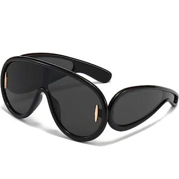 Stylish PORADAY Fashion Wave Mask Oversized Sunglasses for High-End Looks