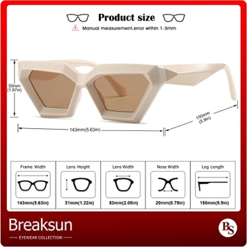 Breaksun Vintage Cat Eye Sunglasses Women UV Protection