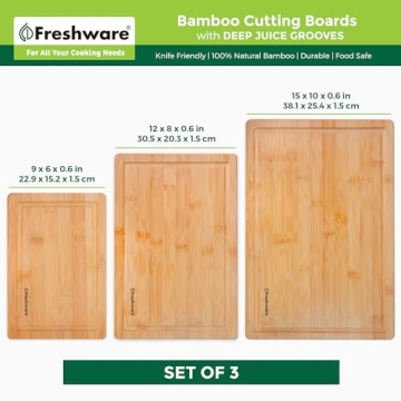 Freshware Bamboo Cutting Boards Set - 3 Perfect Sizes