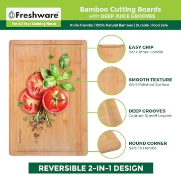Freshware Bamboo Cutting Boards Set - 3 Perfect Sizes