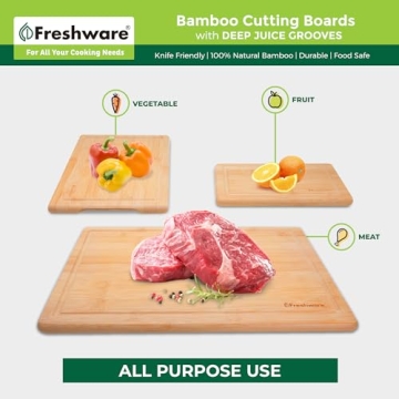 Freshware Bamboo Cutting Boards Set - 3 Perfect Sizes