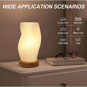 Zenply Novelty Small Table Lamp for Bedroom,Vintage Style Striped Small Night Light Lamp, Mini Bedsi...