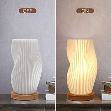 Zenply Novelty Small Table Lamp for Bedroom,Vintage Style Striped Small Night Light Lamp, Mini Bedside Lamp for Living Room Nightstand Small Space Kids Room Living Room Office Dorm (SM), Warm-SM