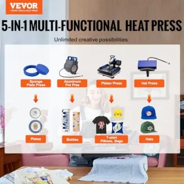 VEVOR 5 in 1 Heat Press Kit for T-Shirts Mugs Hats