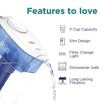 PUR 11-Cup Water Filter Pitcher with Genuine Filter - Clear, Safe Drinking Water