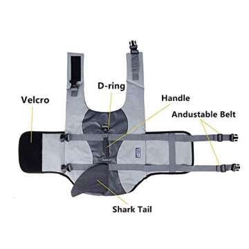 BFLIfe Dog Life Jacket Shark Small Pet Swimming Vest for Dogs