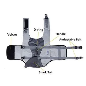 BFLIfe Dog Life Jacket Shark Small Pet Swimming Vest for Dogs