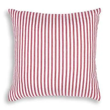 Cackleberry Home Decorative Ticking Stripe Throw Pillow Case Covers - Set of 2, 24 x 24 Inches