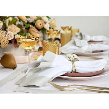 Elegant Solino Home Linen Napkins - Set of 4, 20x20 Inch