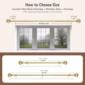 KNOBWELL 4 Pack Empyrean Grace Golden Curtain Rod, 22-42 in, Brass Single Rod with Lantern Finials, 1" Single Rod Window Treatment Rod Drapery Rod