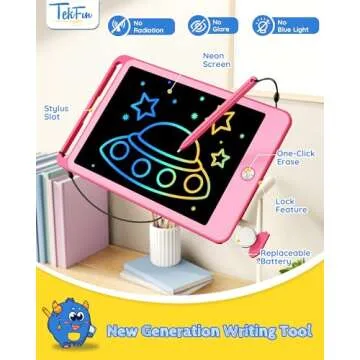 TEKFUN Kids Toys for 3+ Years Old Boys Girls Toddler, 8.5inch LCD Writing Tablet Erasable Drawing Tablet Writing Pads, Kids Travel Learning Toys Boys Girls Birthday Gifts Age 3 4 5 6 7 (Pink)