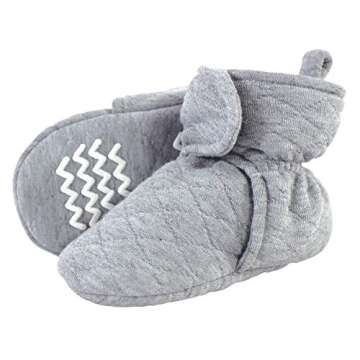 Hudson Baby Unisex Baby Quilted Booties, Heather Gray 1pk, 0-6 Months