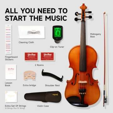 Premium 4/4 Full Size Violin Kit for Beginners