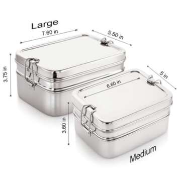 Wilmington Steelwares Stainless Steel Bento Box Lunch Container (Stainless Steel Medium)
