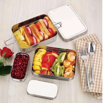 Wilmington Steelwares Stainless Steel Bento Box Lunch Container (Stainless Steel Medium)