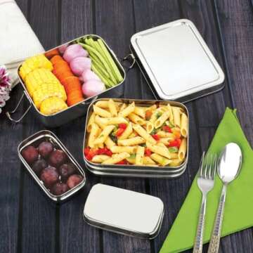 Wilmington Steelwares Stainless Steel Bento Box Lunch Container (Stainless Steel Medium)