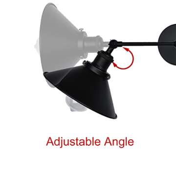 PUUPA 2 Lights Bathroom Vanity Light Fixture, Industrial Pipe Vintage Matte Black Metal Shade Farmhouse Wall Sconces Lighting