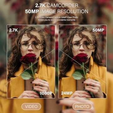 LOENTIR Video Camera Camcorder - QHD 2.7K, 50MP & 16X Zoom