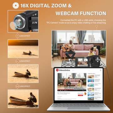 LOENTIR QHD 2.7K Camcorder with 50MP & 16X Zoom